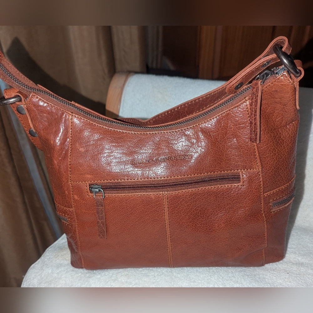 Spikes & Sparrow Brown Cognac Leather Shoulder Bag .
